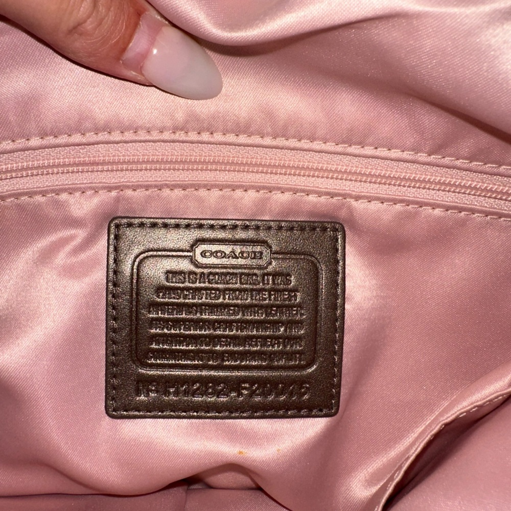Coach Signature Ashley Gathered Dotted Op Art Brown Bronze Shoulder Bag New - Picture 4 of 5